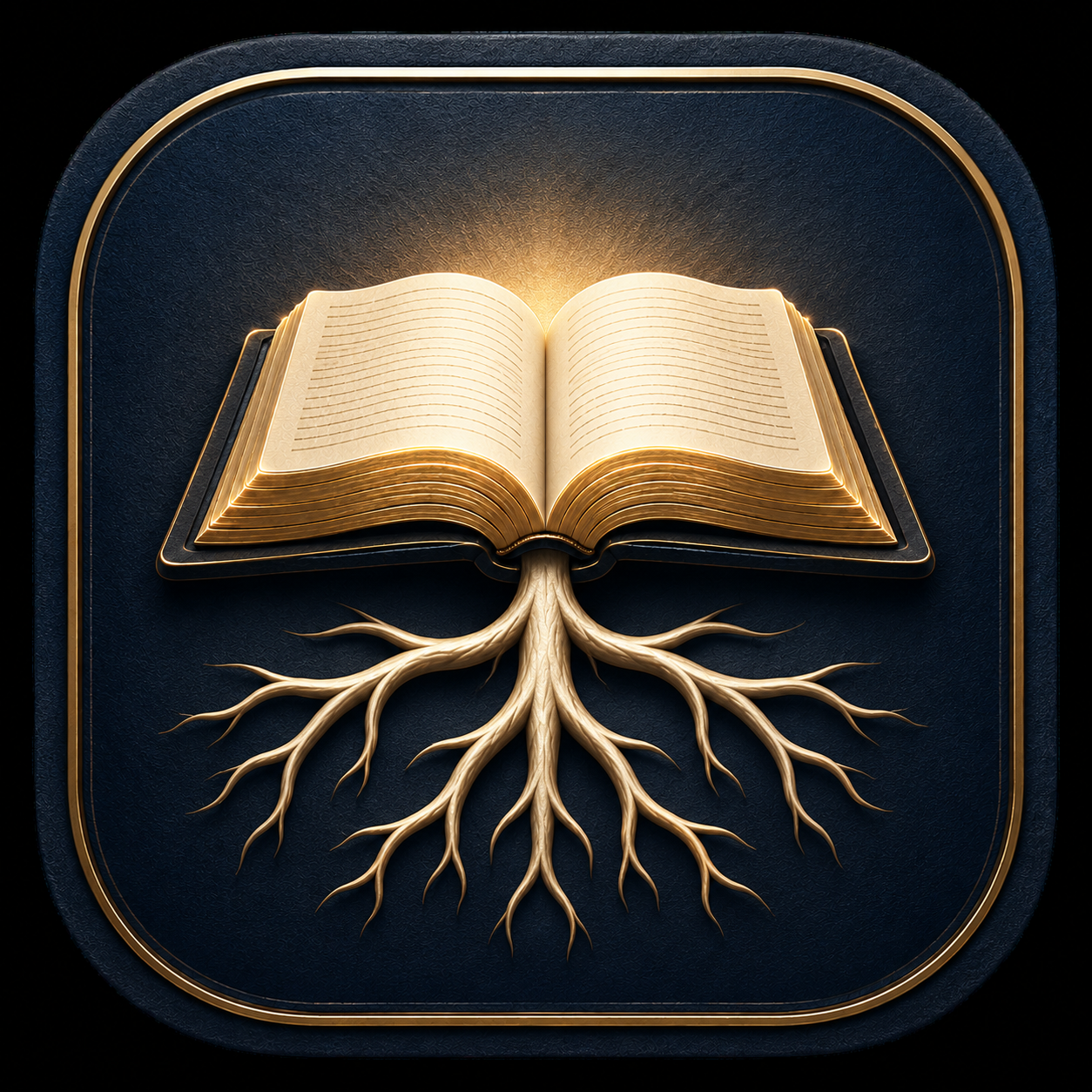 Rooted Word open Bible and roots emblem